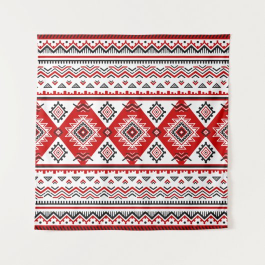 Etnisch zwart wit rood, Oekraïense motieven. Wandkleed (Voorkant)