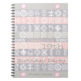 Etnische 19e Birthday Party Guest Book Notitieboek