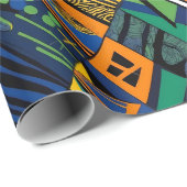 Etnische Abstracte geometrische Afro-Amerikaanse g Cadeaupapier (Rol Hoek)