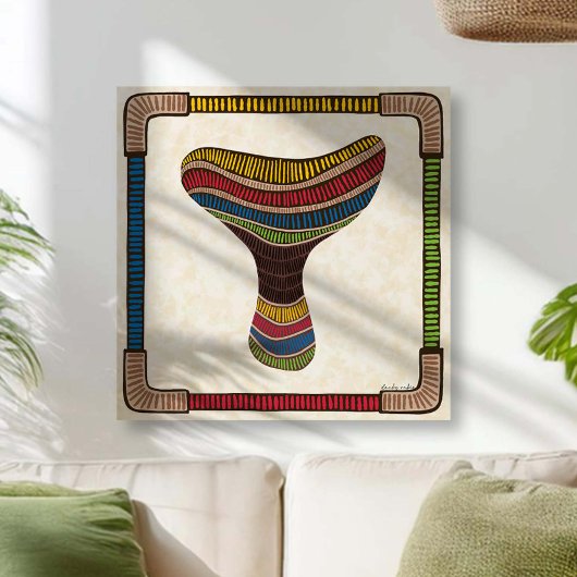 Etnische Abstracte Paddenstoel Canvas Afdruk