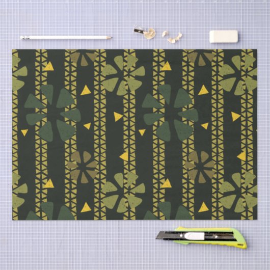 Etnische Abstracte Stripes en Flowers Patroon Tissuepapier (Craft)