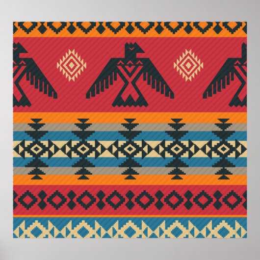 Etnische adelaars Tribal  Patroon Poster (Voorkant)