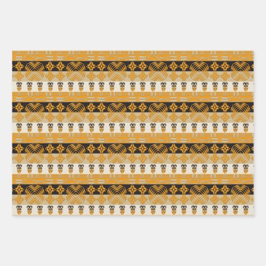 Etnische Afraalstammen Golden Geometric Inpakpapier Vel (Voorkant)