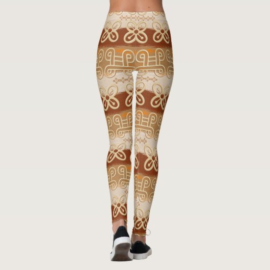 Etnische Afrikaanse adinkra-symbolen Leggings (Achterkant)
