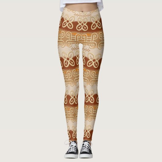 Etnische Afrikaanse adinkra-symbolen Leggings (Voorkant)