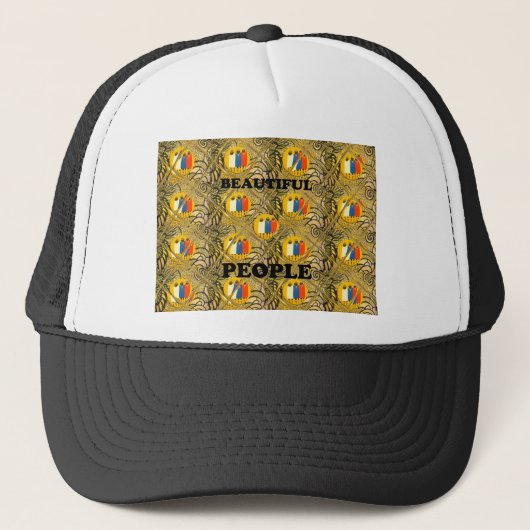 Etnische Afrikaanse Art Design Print: Mooie mensen Trucker Pet (Voorkant)