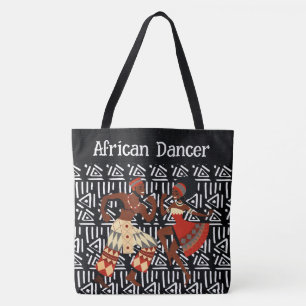 Etnische Afrikaanse Danser met Patroon Achtergrond Tote Bag