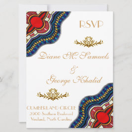Etnische Afrikaanse Dashiki Kant Bruiloft Feest Ka RSVP Kaartje