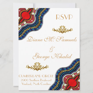 Etnische Afrikaanse Dashiki Kant Bruiloft Feest Ka RSVP Kaartje