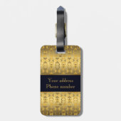 Etnische Afrikaanse gouden patronen met Adinkra si Bagagelabel (Achterkant verticaal)