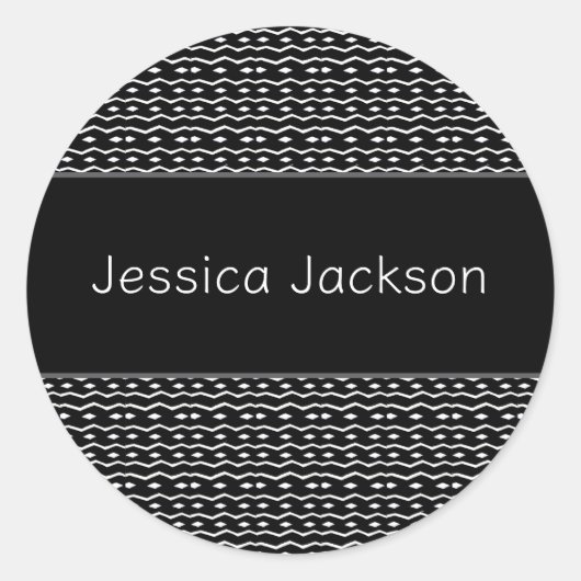 Etnische Afrikaanse kunst, zwart-wit patroon Ronde Sticker (Voorkant)