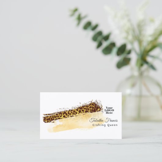 Etnische Afrikaanse Leopard Brush Strokes Ontwerp Visitekaartje (Staand voorkant)