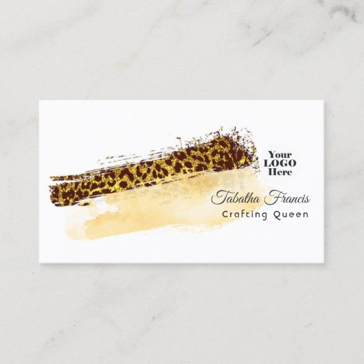 Etnische Afrikaanse Leopard Brush Strokes Ontwerp Visitekaartje (Voorkant)