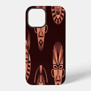 Etnische Afrikaanse maskers, donkere achtergrond iPhone 12 Hoesje