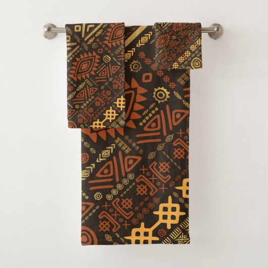 Etnische Afrikaanse patronen - browsen en golds #5 Bad Handdoek (Insitu)