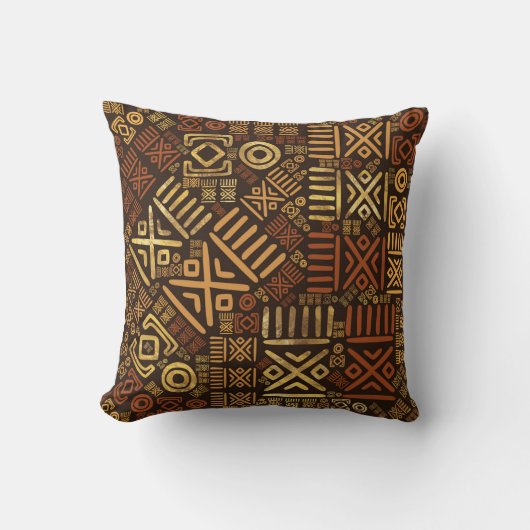 Etnische Afrikaanse patronen - browsen en golds #6 Kussen (Voorkant)