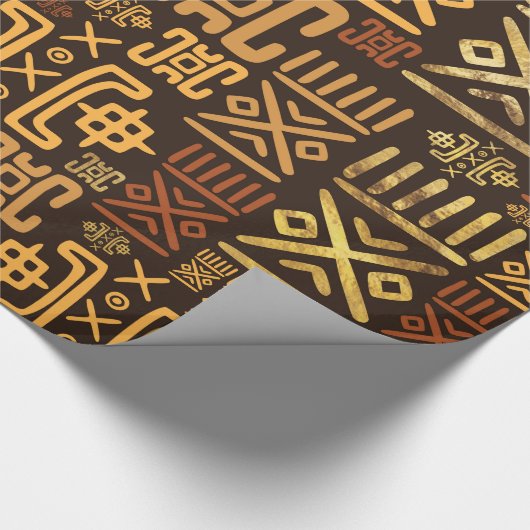 Etnische Afrikaanse patronen - browsen en golds #8 Cadeaupapier (Hoek)