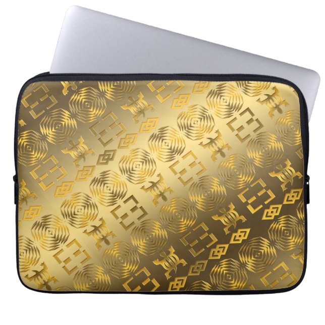 Etnische Afrikaanse patronen met Adinkra simbols Laptop Sleeve (Voorkant)
