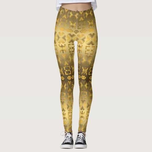 Etnische Afrikaanse patronen met Adinkra simbols Leggings (Voorkant)