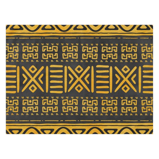 Etnische Afrikaanse patroongeel en zwart Tafelkleed (Voorkant (Horizontaal))