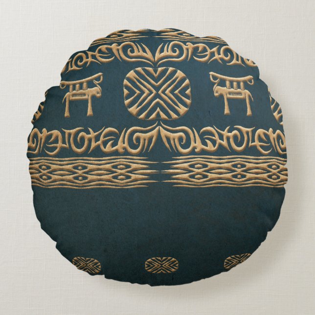 Etnische afrikaanse stammenpatronen. rond kussen (Voorkant)