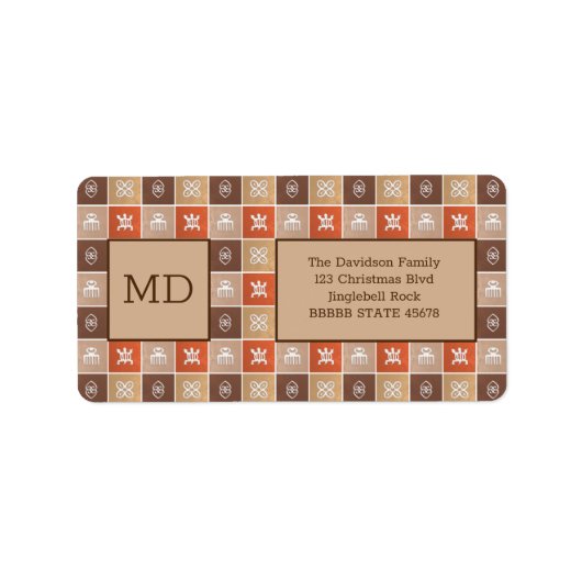 Etnische Afrikaanse stijl Geometrische Adinkra Sim Etiket (Voorkant)