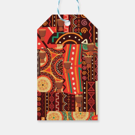 Etnische afrocentric Kente Tribal Pattern Cadeaulabel (Achterkant)
