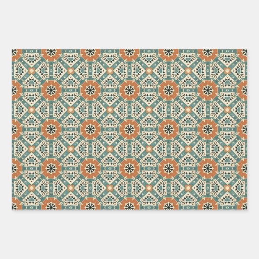 Etnische Amerikaanse Boho Art Patroon Set 1 Inpakpapier Vel (Voorkant 3)