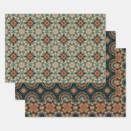 Etnische Amerikaanse Boho Art Patroon Set 3 Inpakpapier Vel