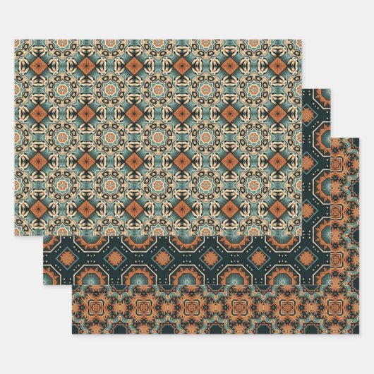 Etnische Amerikaanse Boho Art Patroon Set 3 Inpakpapier Vel (Set)