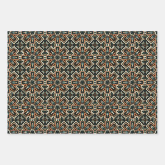Etnische Amerikaanse Boho Art Patroon Set 6 Inpakpapier Vel (Voorkant)