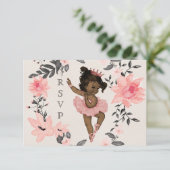 Etnische Baby Ballerina Waterverf krans RSVP Kaartje (Staand voorkant)