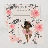 Etnische Baby Ballerina Waterverf krans RSVP Kaartje (Voorkant / Achterkant)