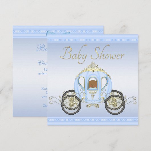 Etnische Baby Boy in Prince Coach Blauw Baby showe Kaart (Voorkant / Achterkant)