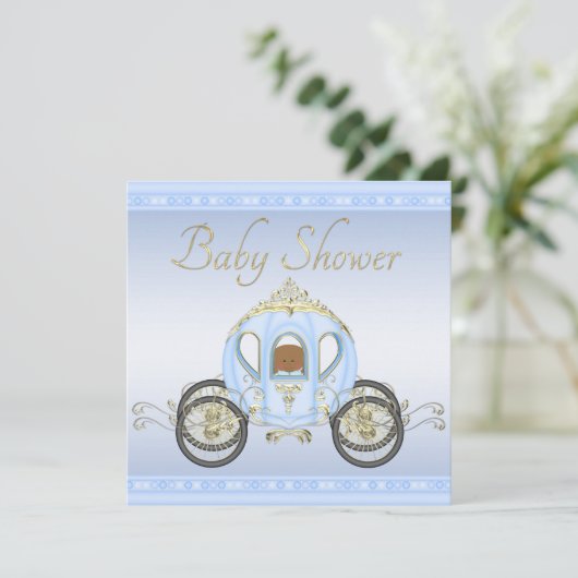 Etnische Baby Boy in Prince Coach Blauw Baby showe Kaart (Staand voorkant)