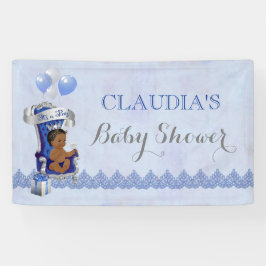 Etnische baby kleine prins zilveren kroon koningsb spandoek
