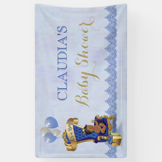 Etnische Baby Little Prince Gold Crown Royal Blue Spandoek (Verticaal)