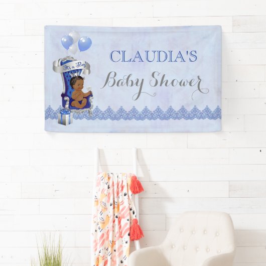 Etnische Baby Little Prince Silver Crown Royal Blu Spandoek (Insitu)