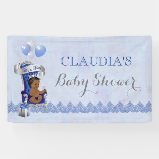 Etnische Baby Little Prince Silver Crown Royal Blu Spandoek (Horizontaal)