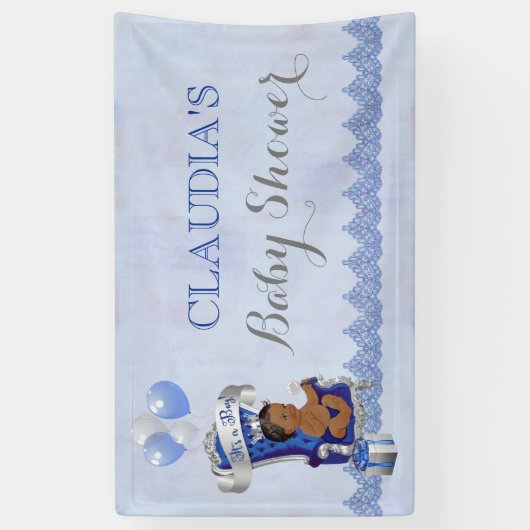 Etnische Baby Little Prince Silver Crown Royal Blu Spandoek (Verticaal)
