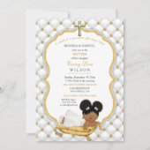 Etnische Baby Meisje Doop Doop Gouden Kruis Kaart (Voorkant)