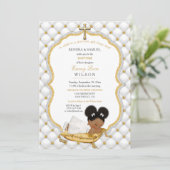 Etnische Baby Meisje Doop Doop Gouden Kruis Kaart (Staand voorkant)