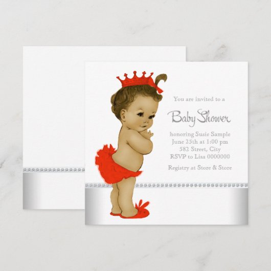 Etnische Baby Meisje Douche Rood Kaart (Voorkant / Achterkant)