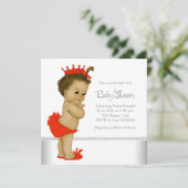 Etnische Baby Meisje Douche Rood Kaart (Staand voorkant)
