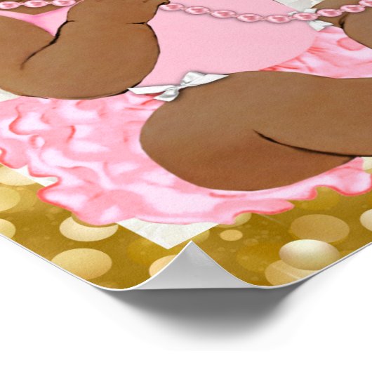 Etnische Baby Meisje Roze Foto Baby shower Welkom Poster (Hoek)