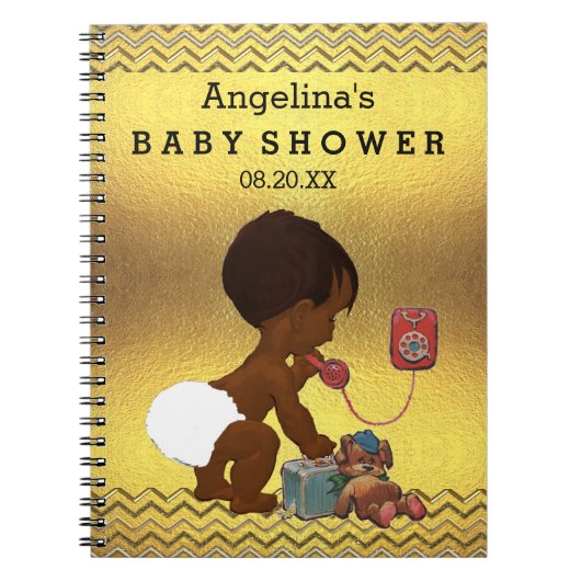 Etnische Baby op het telefoonboek Gold Chevrons Notitieboek (Voorkant)