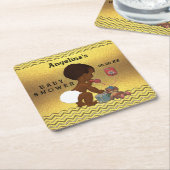  etnische Baby op telefoon Gold Chevrons Kartonnen Onderzetters (Schuin)