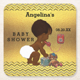 etnische Baby op telefoon Gold Chevrons Kartonnen Onderzetters