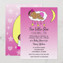 Etnische baby op wolk en Maan Meisje's babyshower