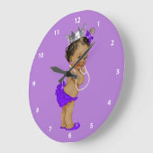 Etnische Baby Princess en Pearls Paars Grote Klok (Hoek)